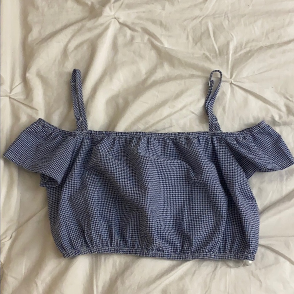Gingham off the shoulder crop top